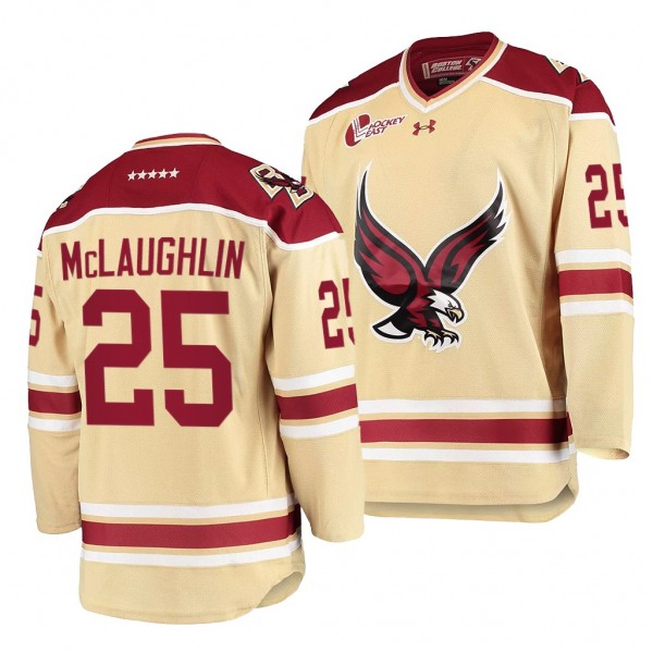 Boston College Eagles 25 Marc McLaughlin Beige College Hockey Alternate Jersey