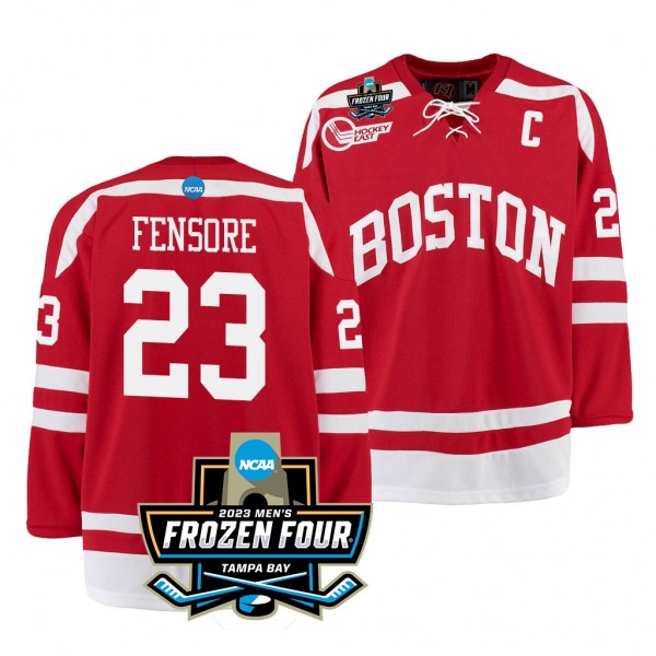 Boston University Domenick Fensore 2023 NCAA Frozen Four Scarlet Ice Hockey Jersey