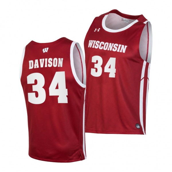 Wisconsin Badgers Brad Davison Red 2020-21 Replica...