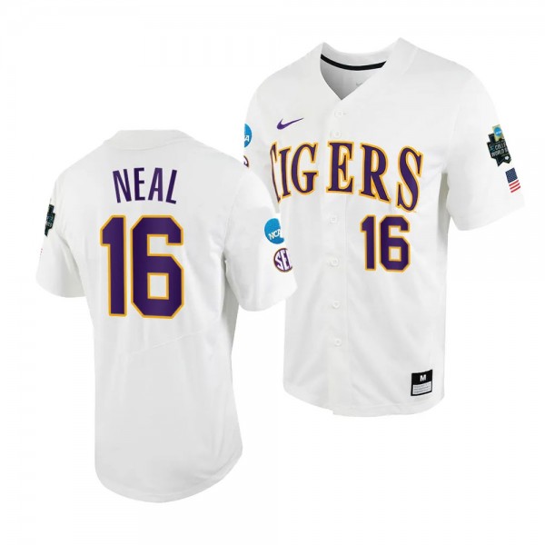 Brady Neal LSU Tigers #16 White 2023 College World...