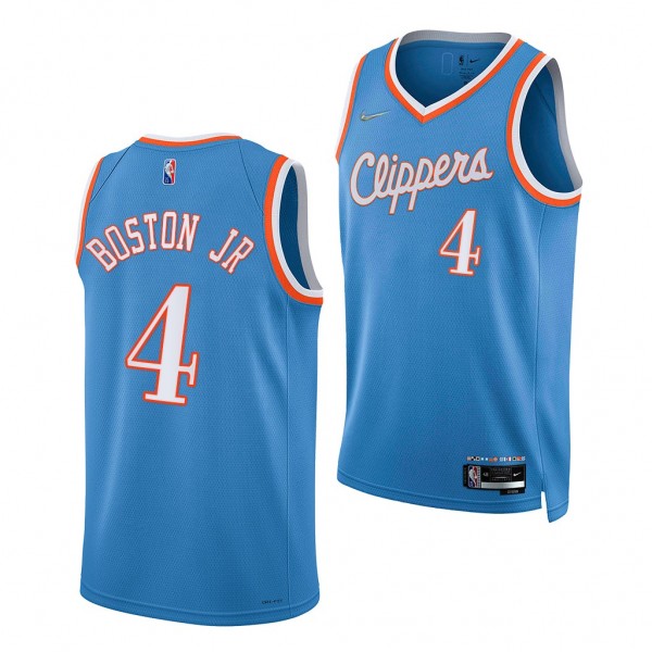 2021 NBA Draft Brandon Boston Jr. #4 Clippers 75th Anniversary Blue Jersey City Edition
