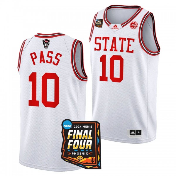 NC State Wolfpack 2024 NCAA March Madness Final Four Breon Pass #10 White Mens Basketball Jersey Men's