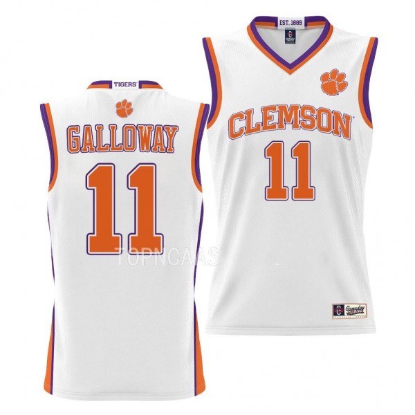 Brevin Galloway #11 Clemson Tigers NIL Pick-A-Player Basketball Jersey White