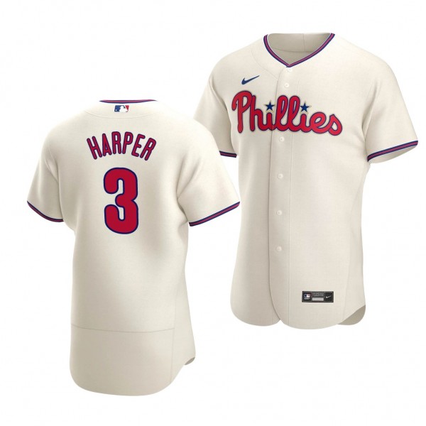 Bryce Harper Philadelphia Phillies #3 Cream Authen...