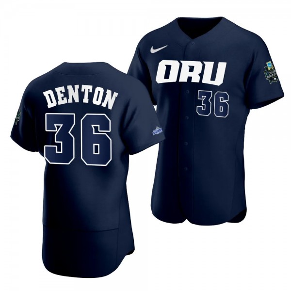 Cade Denton Oral Roberts Golden Eagles #36 Navy 20...