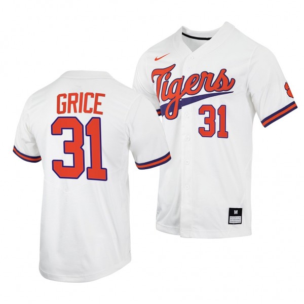 Clemson Tigers Caden Grice 2022 College Baseball White #31 Jersey