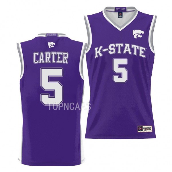 Kansas State Wildcats Cam Carter Purple #5 Basketb...