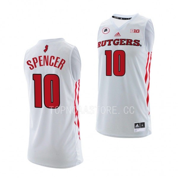 Rutgers Scarlet Knights Cam Spencer White #10 Jers...