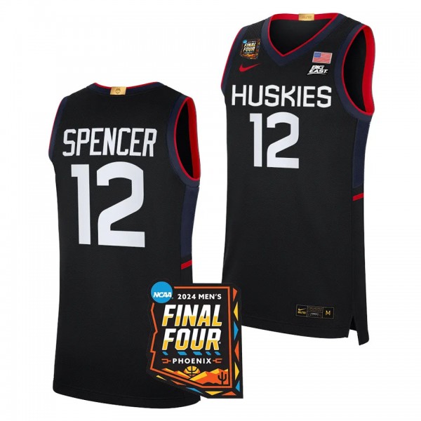 Cam Spencer UConn Huskies #12 Navy 2024 NCAA March Madness Final Four Jersey Men Elite Basketball