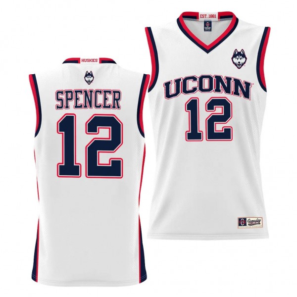 Cam Spencer UConn Huskies #12 White NIL Basketball...