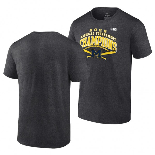 Michigan Wolverines Charcoal 2022 Big Ten Tournament Champs Baseball Conference T-Shirt Men