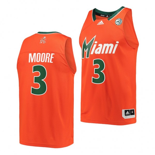 Charlie Moore #3 Miami Hurricanes 2022 Reverse Retro Orange Jersey