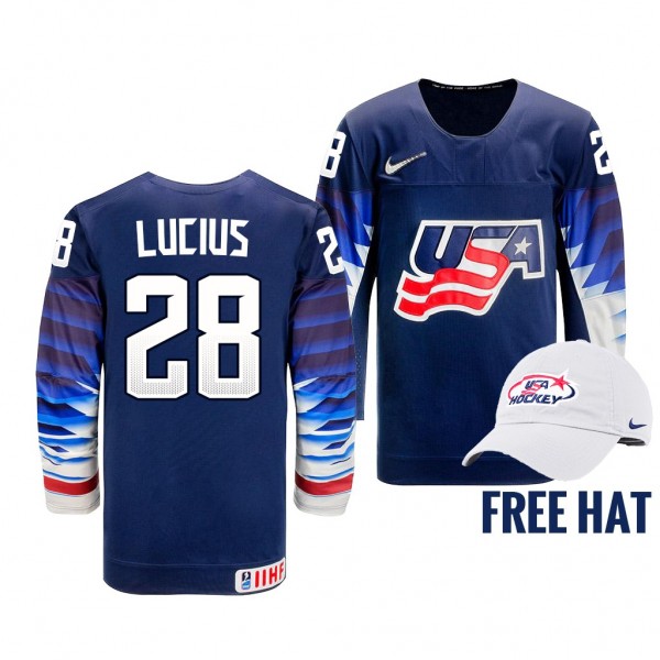 USA Hockey Chaz Lucius Blue 2022 IIHF World Junior...