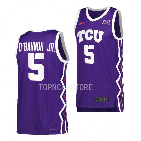 Chuck O'Bannon Jr. #5 TCU Horned Frogs College Basketball Replica Jersey 2022-23 Purple