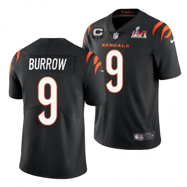 Joe Burrow Cincinnati Bengals Super Bowl LVI Black NFL Draft 9 Jersey Men