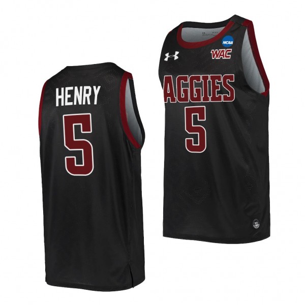 Clayton Henry New Mexico State Aggies 2022 NCAA March Madness Basketball Jersey - Black