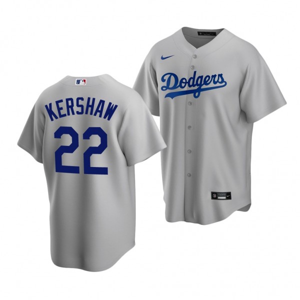 Los Angeles Dodgers Clayton Kershaw 2022 Replica Gray #22 Jersey Alternate