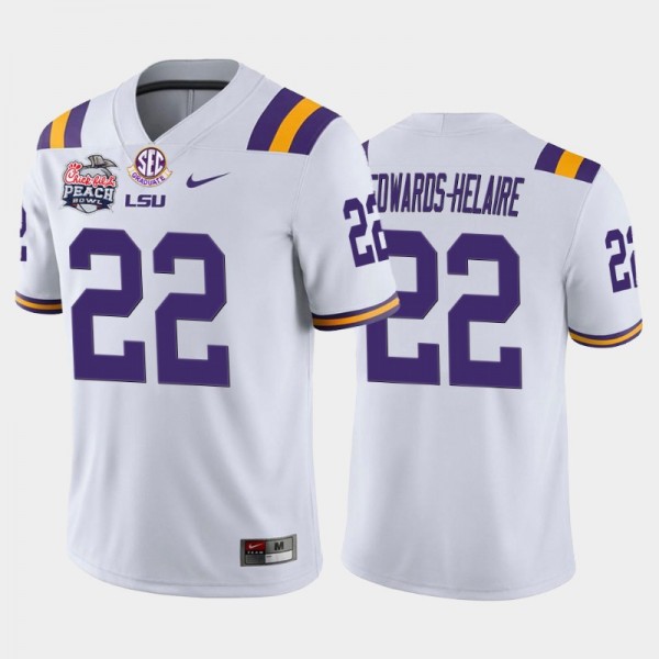 LSU Tigers Clyde Edwards-Helaire White 2019-20 Hom...