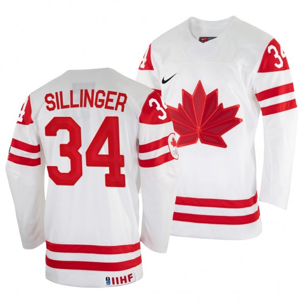 Canada Hockey Cole Sillinger #34 White Home Jersey...
