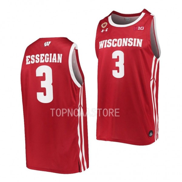 2022-23 Wisconsin Badgers Connor Essegian Red Replica Jersey Away Basketball