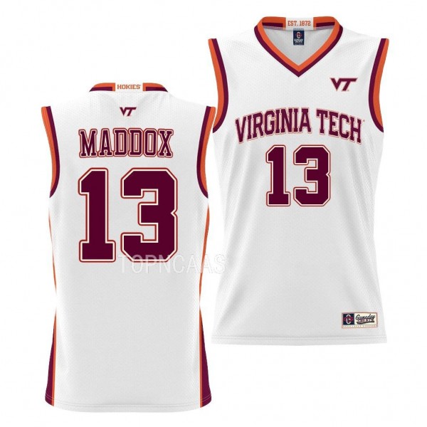 Dairus Maddox Virginia Tech Hokies #13 White NIL P...