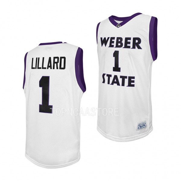 Damian Lillard Weber State Wildcats #1 White Class...