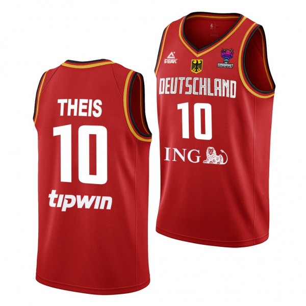 FIBA EuroBasket 2022 Germany Daniel Theis Red #10 Jersey