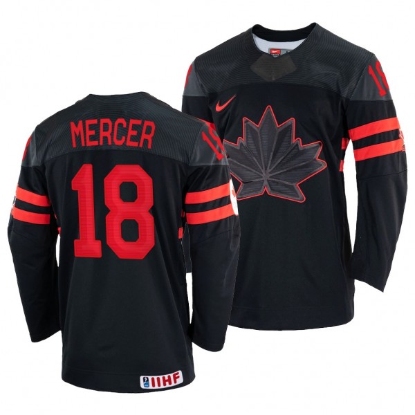Canada Hockey Dawson Mercer #18 Black Replica Jersey 2022 IIHF World Championship