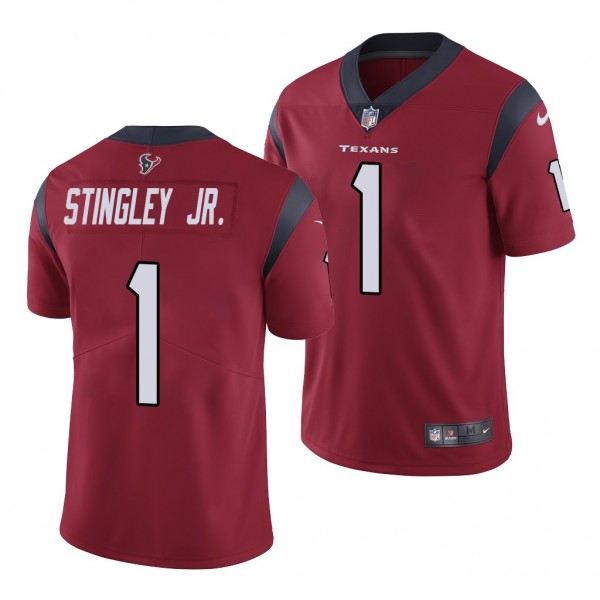 Houston Texans #1 Derek Stingley Jr. Jersey 2022 NFL Draft Red Men Limited Uniform