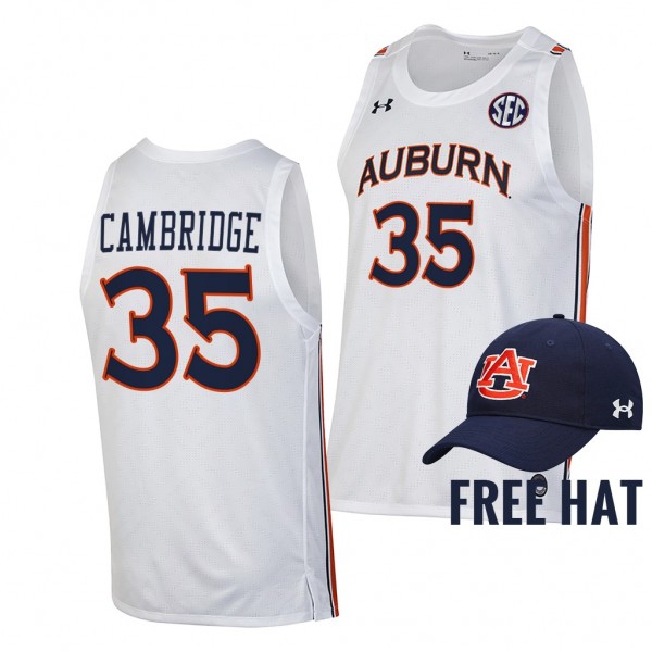 Auburn Tigers Devan Cambridge #35 White Free Hat J...