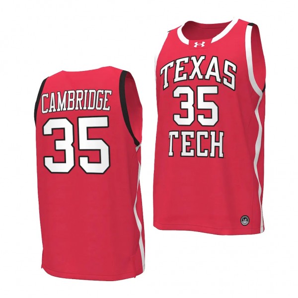 Devan Cambridge #35 Texas Tech Red Raiders Replica Basketball Jersey Red
