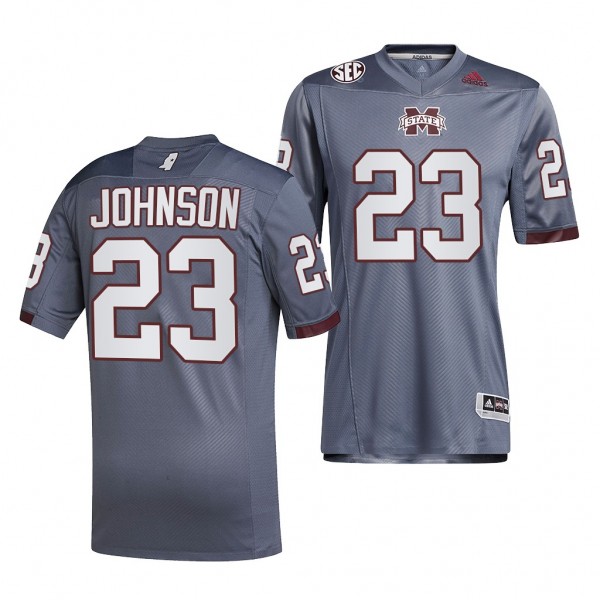 Mississippi State Bulldogs Dillon Johnson #23 Grey Concrete Building Jersey Reverse Retro