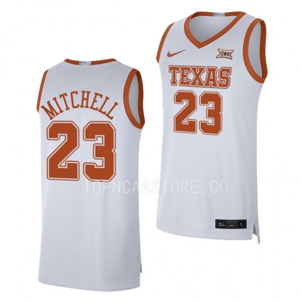 Texas Longhorns Dillon Mitchell White #23 Jersey 2022-23 Limited Basketball
