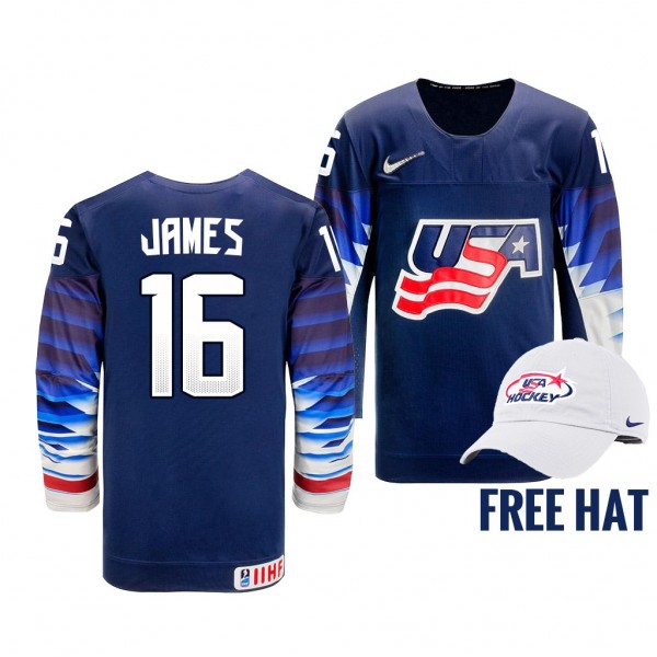 USA Hockey Dominic James Blue 2022 IIHF World Juni...
