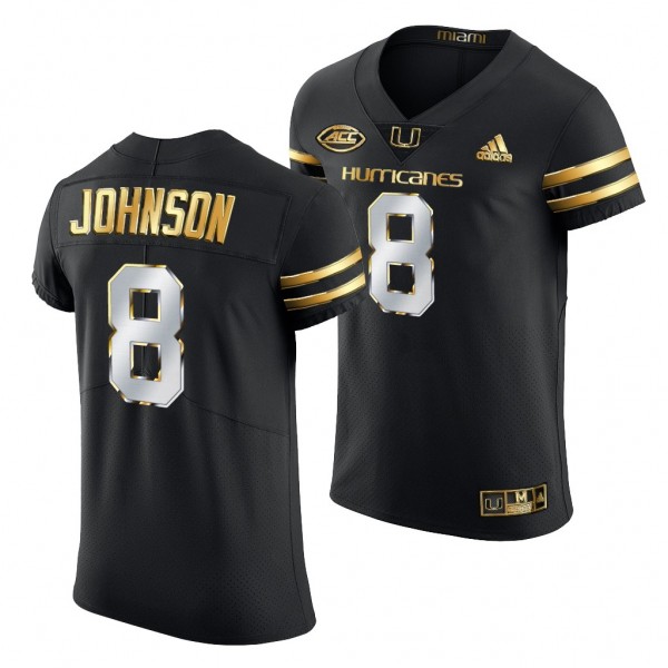 Miami Hurricanes Duke Johnson Black Golden Edition Authentic Jersey 2020-21