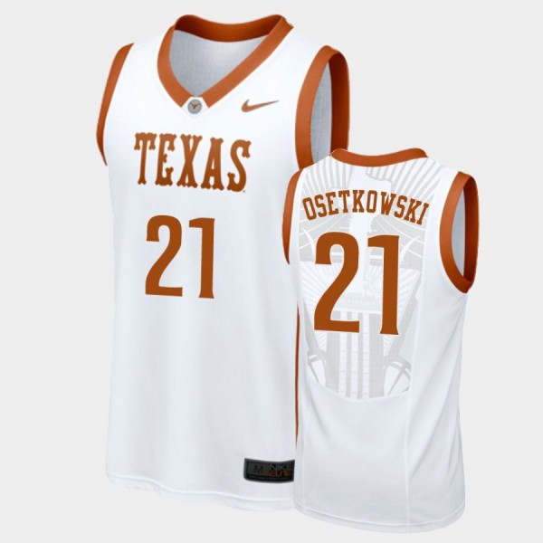 Texas Longhorns Dylan Osetkowski White Replica College Basketball Jersey