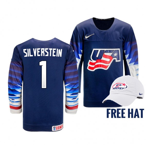 USA Hockey Dylan Silverstein Blue 2022 IIHF World ...