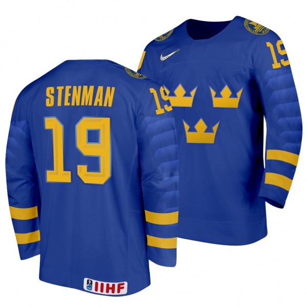 Sweden Hockey Elias Stenman Blue 2022 IIHF World J...