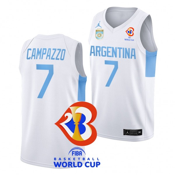 Facundo Campazzo 2023 FIBA Basketball World Cup Argentina #7 White Home Jersey