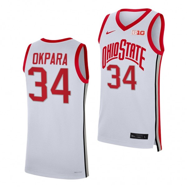 Felix Okpara Ohio State Buckeyes #34 White College...