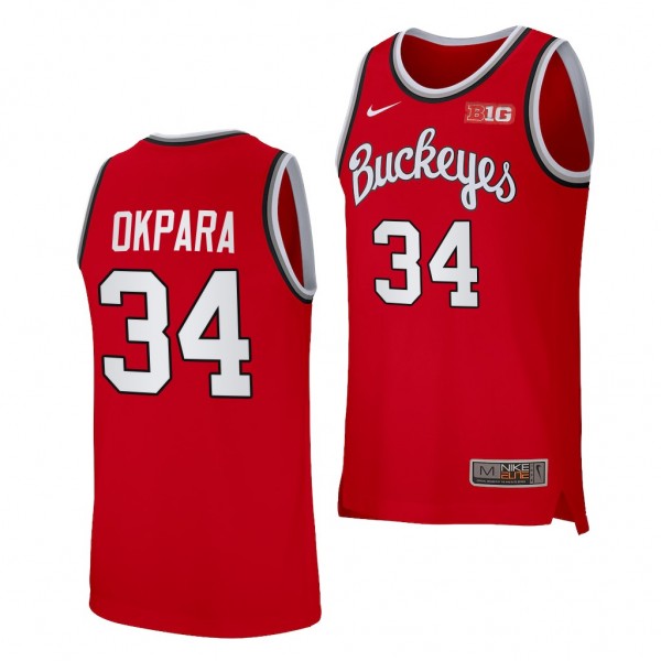 Felix Okpara Ohio State Buckeyes #34 Red Retro Bas...