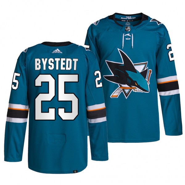 2022 NHL Draft Filip Bystedt Sharks #25 Teal Authentic Primegreen Jersey
