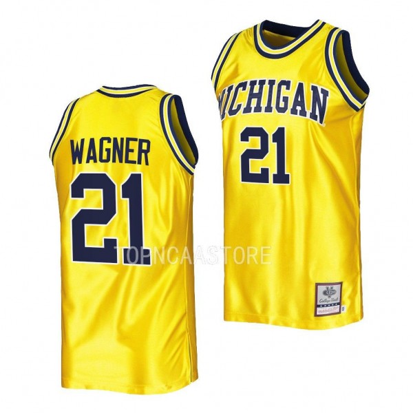 Franz Wagner Michigan Wolverines #21 Maize College Vault Jersey Mitchell Ness