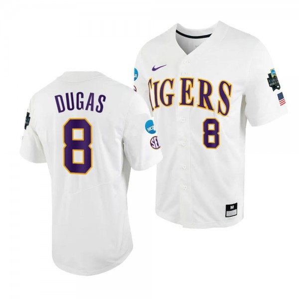 Gavin Dugas LSU Tigers #8 White 2023 College World...