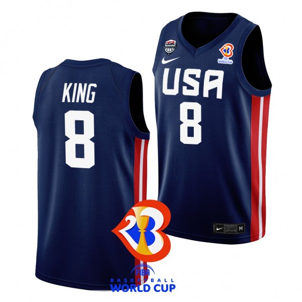 USA George King 2023 FIBA Basketball World Cup Navy #8 Jersey Away