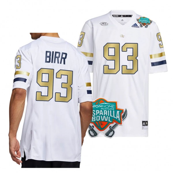 Georgia Tech Yellow Jackets #93 Aidan Birr 2023 Gasparilla Bowl White Football Jersey Men's