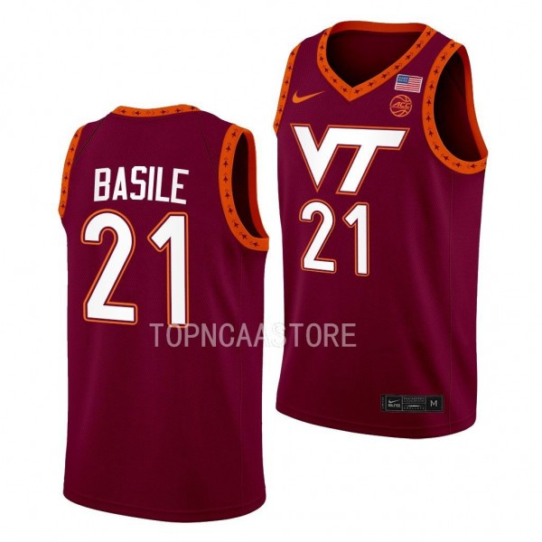 Virginia Tech Hokies Grant Basile Swingman Basketball 2022-23 Jersey Maroon