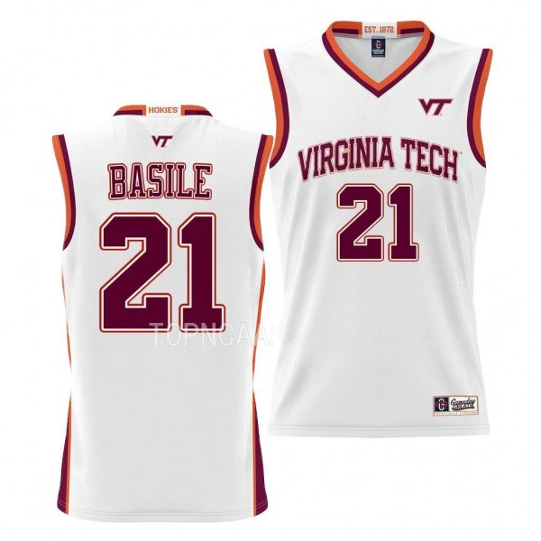 Grant Basile Virginia Tech Hokies #21 White NIL Pi...
