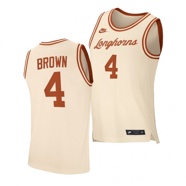 Texas Longhorns Greg Brown Cream 2020-21 Retro Rep...