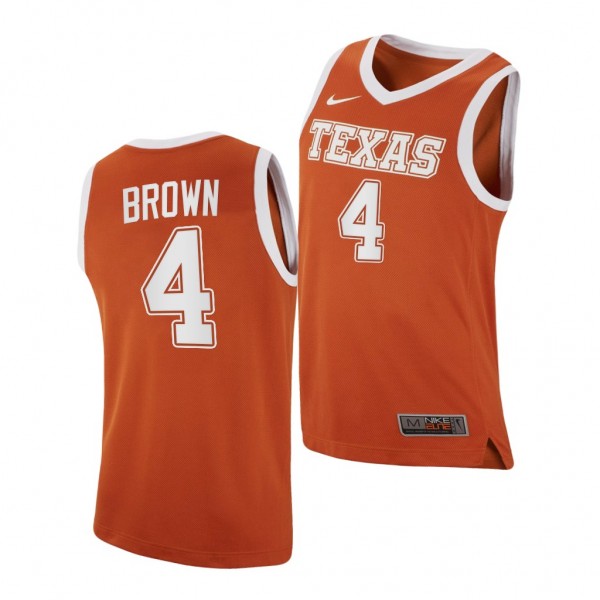 Texas Longhorns Greg Brown Orange 2020-21 Replica College Basketball Jersey